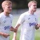 Harvey White and Oliver Skipp in training for Tottenham Hotspur.