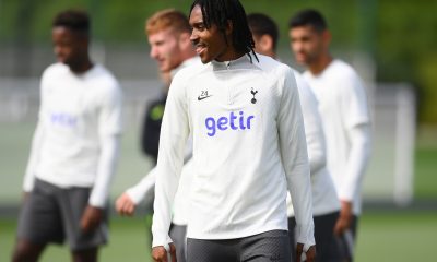 Djed Spence in training for Tottenham Hotspur.