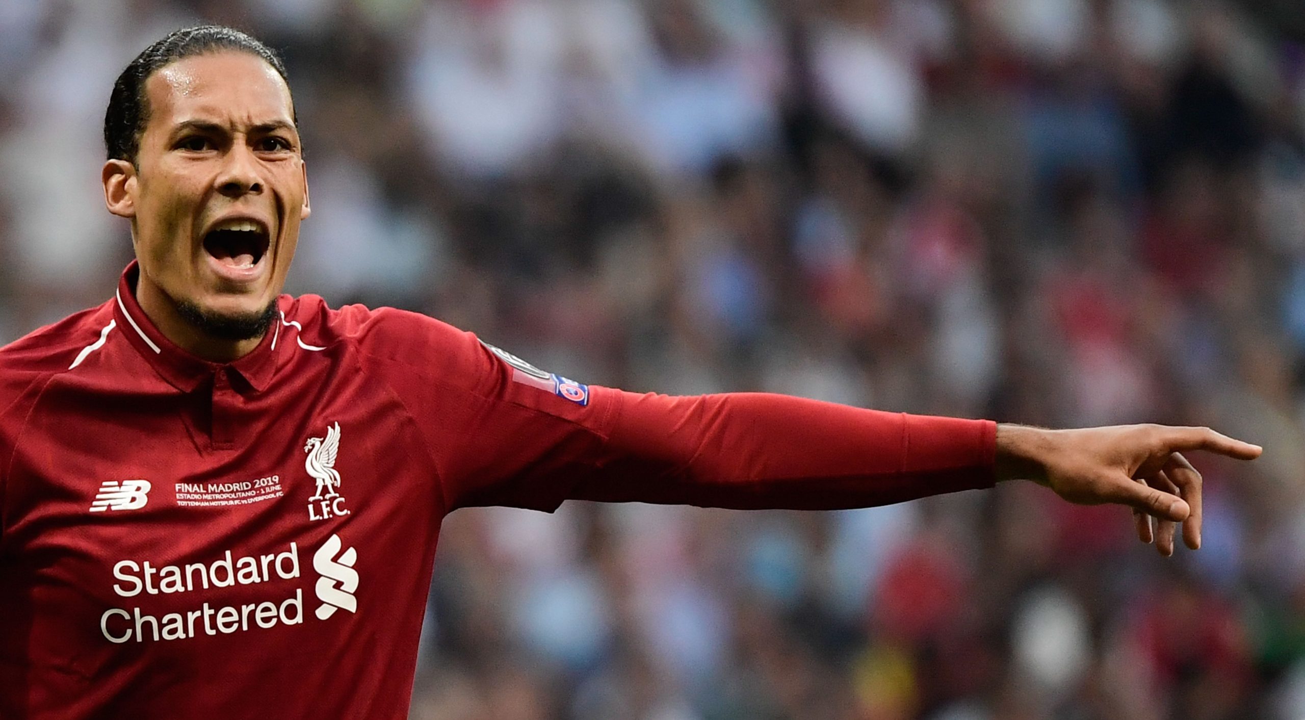 Virgil van Dijk in action for Liverpool against Tottenham Hotspur in the UEFA Champions League final.