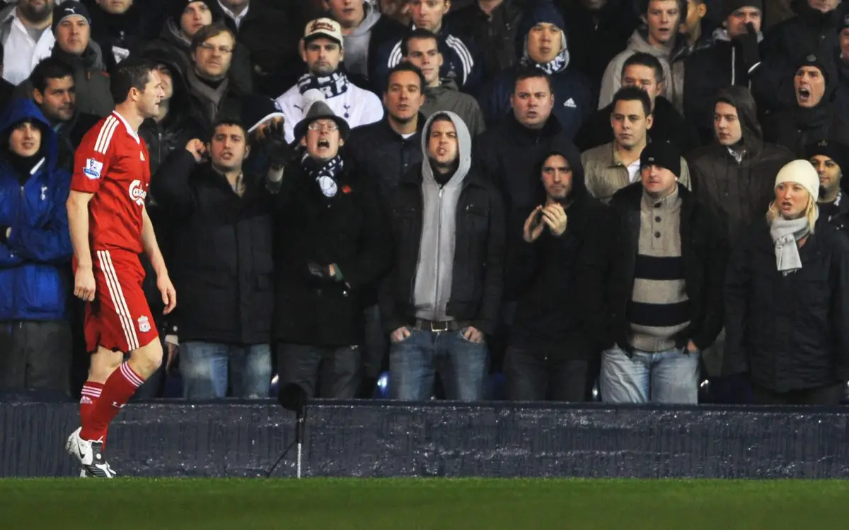 Robbie Keane of Liverpool is given a "welcome" by the home fans on his first return to White Hart Lane since signing for Liverpool.