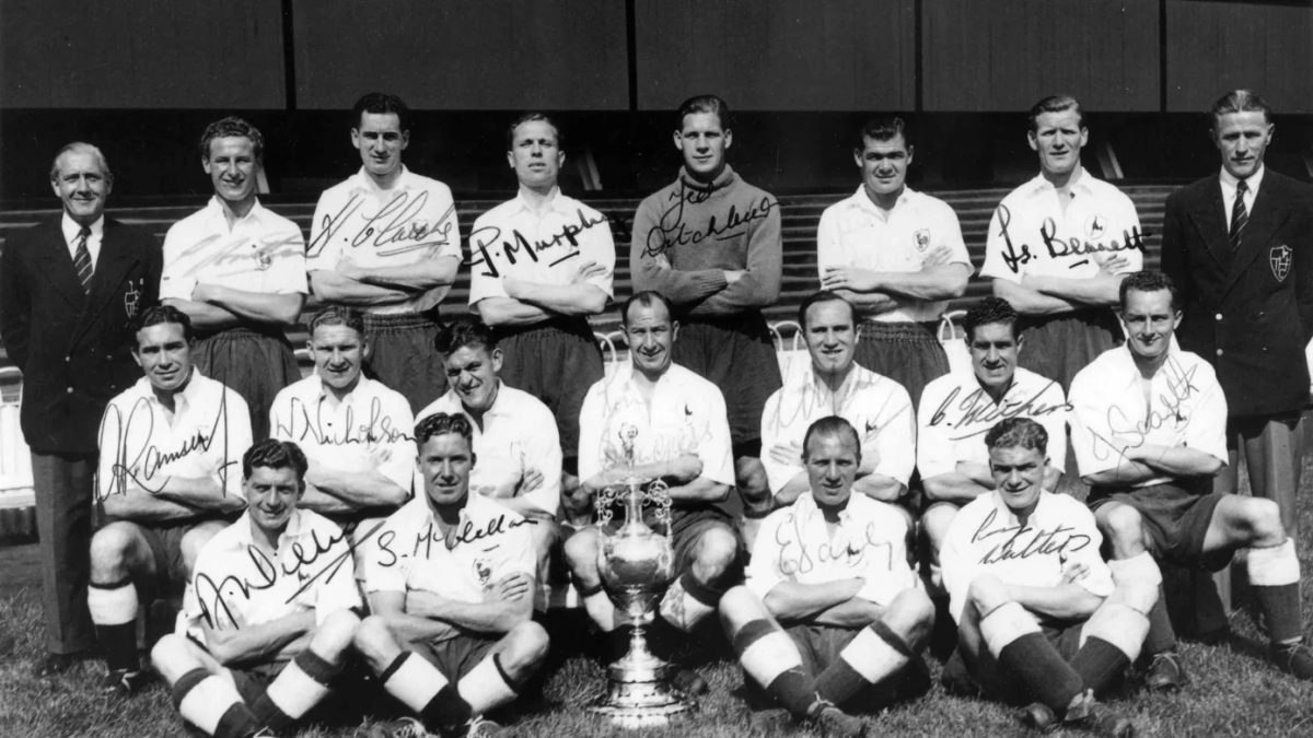 Tottenham Hotspur with their first league championship trophy. (Credit: Tottenham Hotspur website)