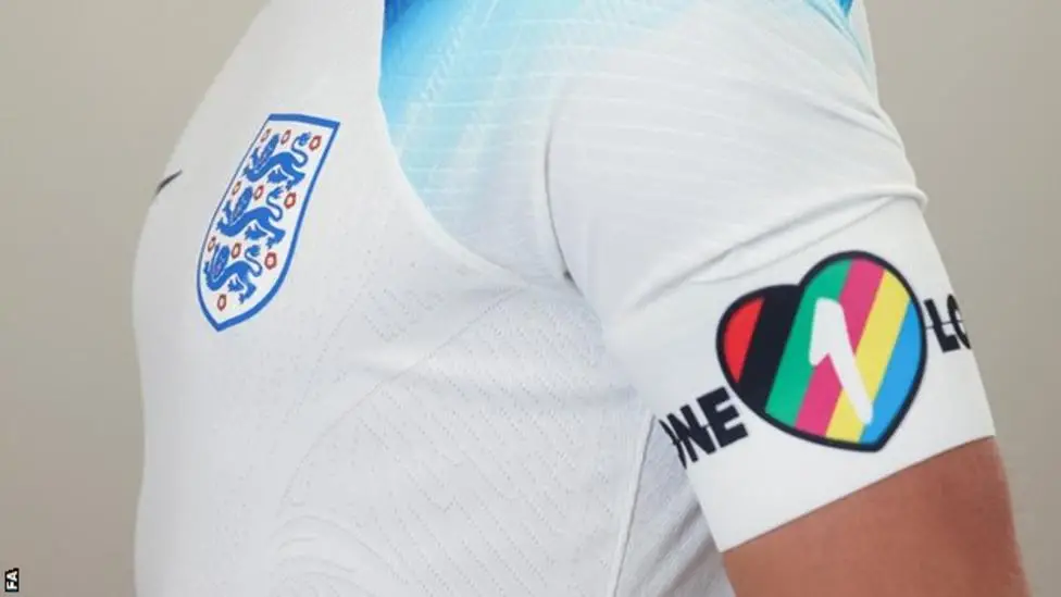 FIFA will try and prevent Harry Kane from wearing 'One Love' captain armband at World Cup.  (Image: England FA as seen on BBC)