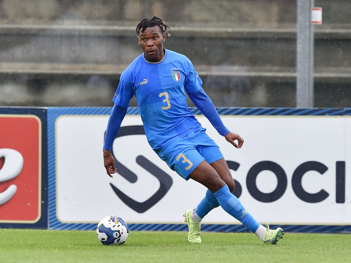 Iyenoma Destiny Udogie of Italy U21 in action against Japan U21.