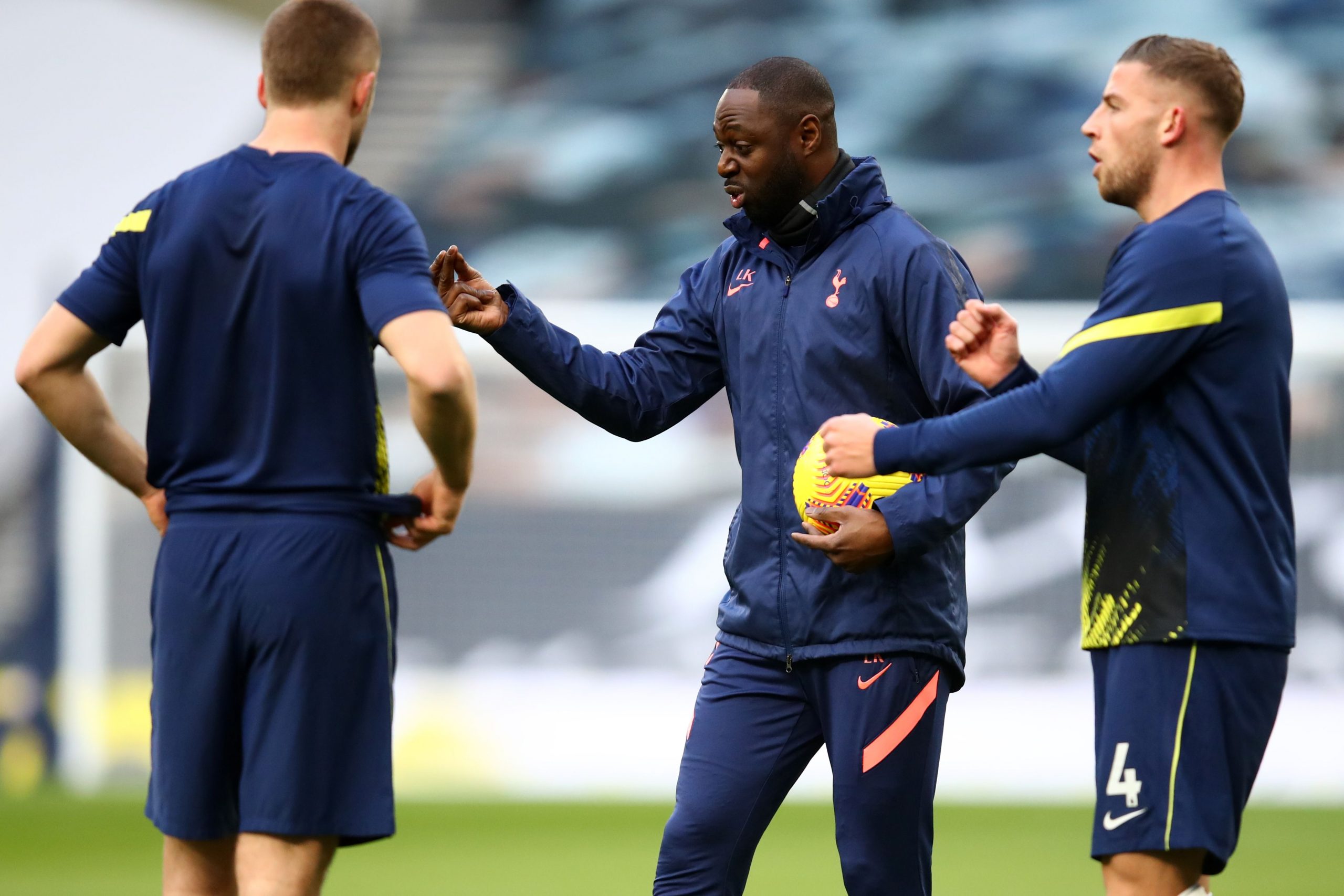 Ledley King with Eric Dier and Jan Vertonghen when the three of them were together at Tottenham Hotspur.