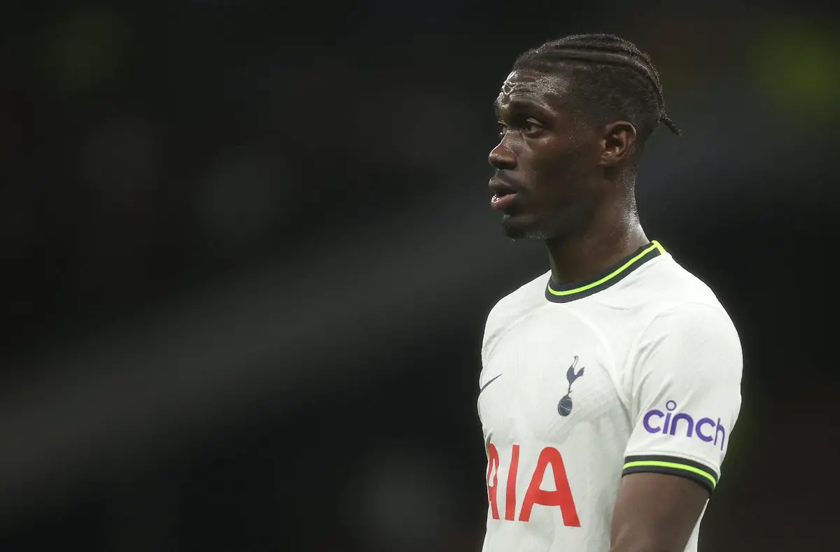 Tottenham star Yves Bissouma slumps to the floor at half-time against Lion City Sailors. (Photo by Julian Finney/Getty Images)