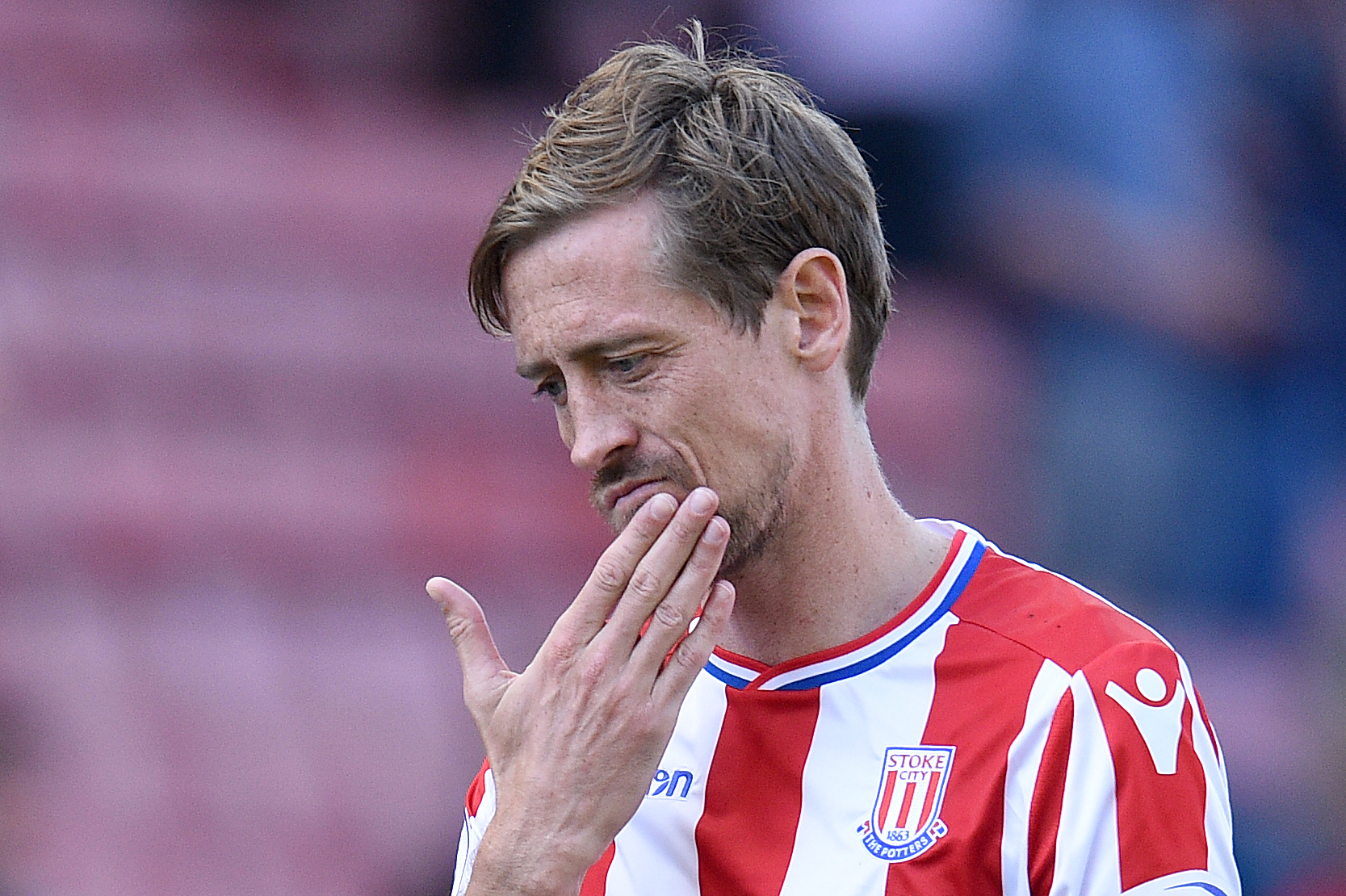 Peter Crouch during his playing days at Stoke City, a team he joined in 2011 after leaving Tottenham Hotspur.