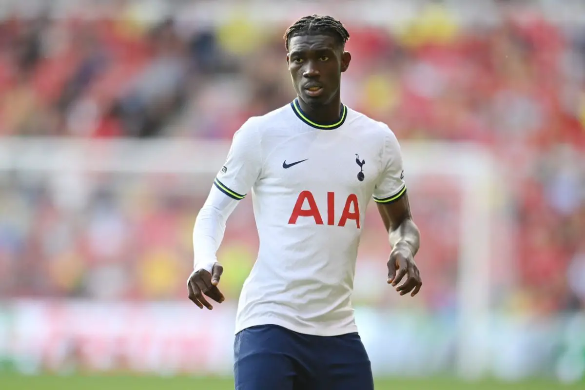 NOTTINGHAM, ENGLAND - AUGUST 28: Yves Bissouma of Tottenham in action during the Premier League match against Nottingham Forest.