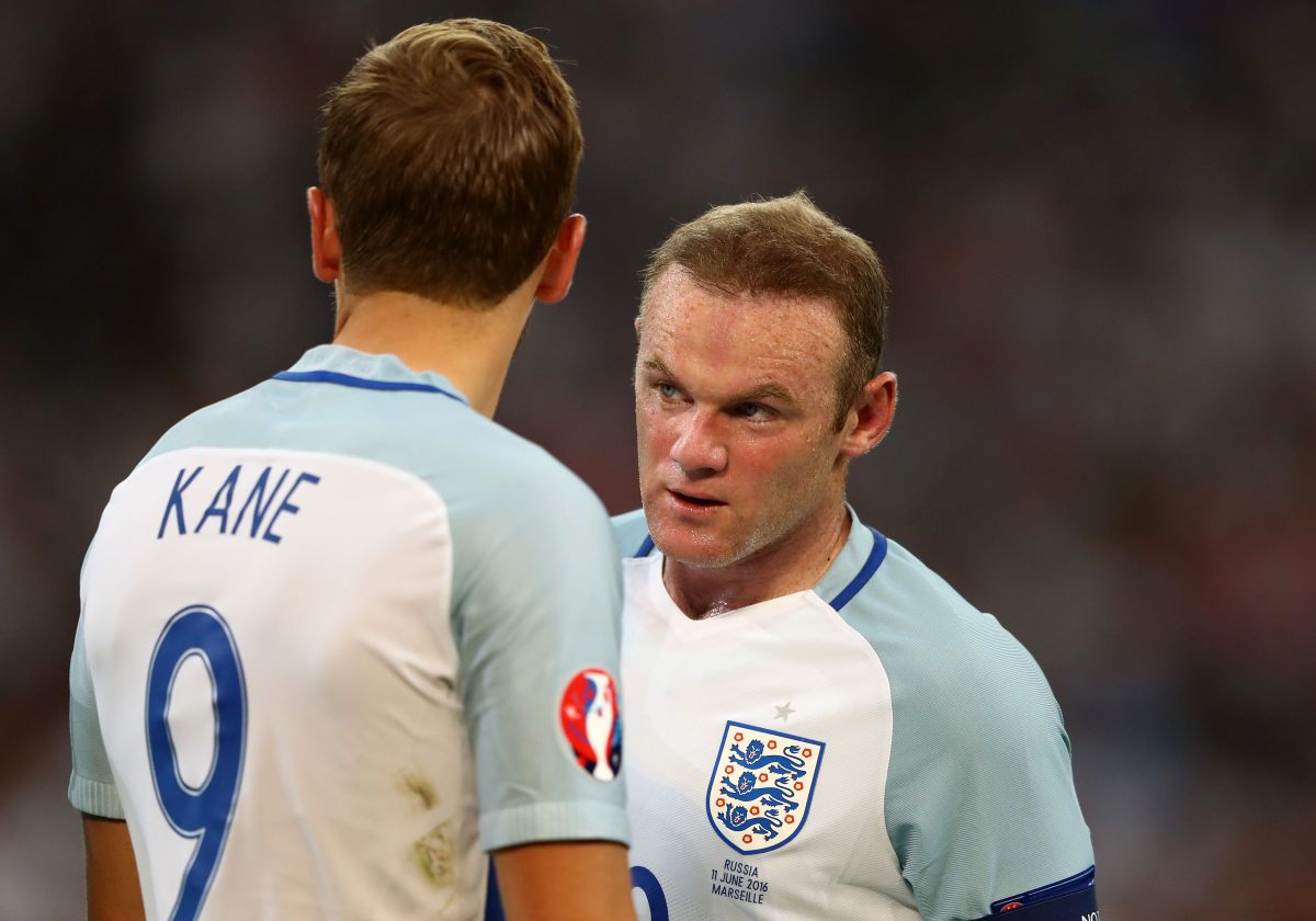 Wayne Rooney with Harry Kane of England during a match against Russia in 2016.