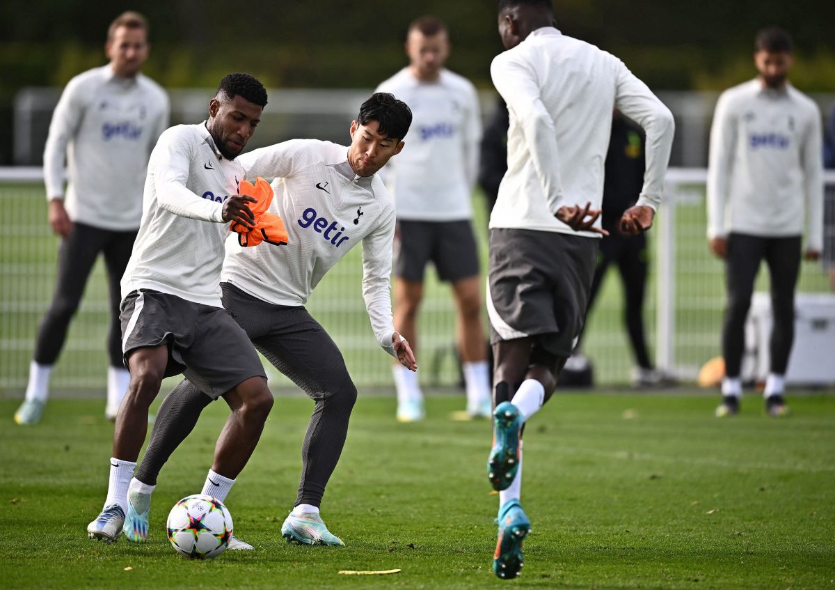 Emerson Royal and Son Heung-min in a training session for Tottenham Hotspur.