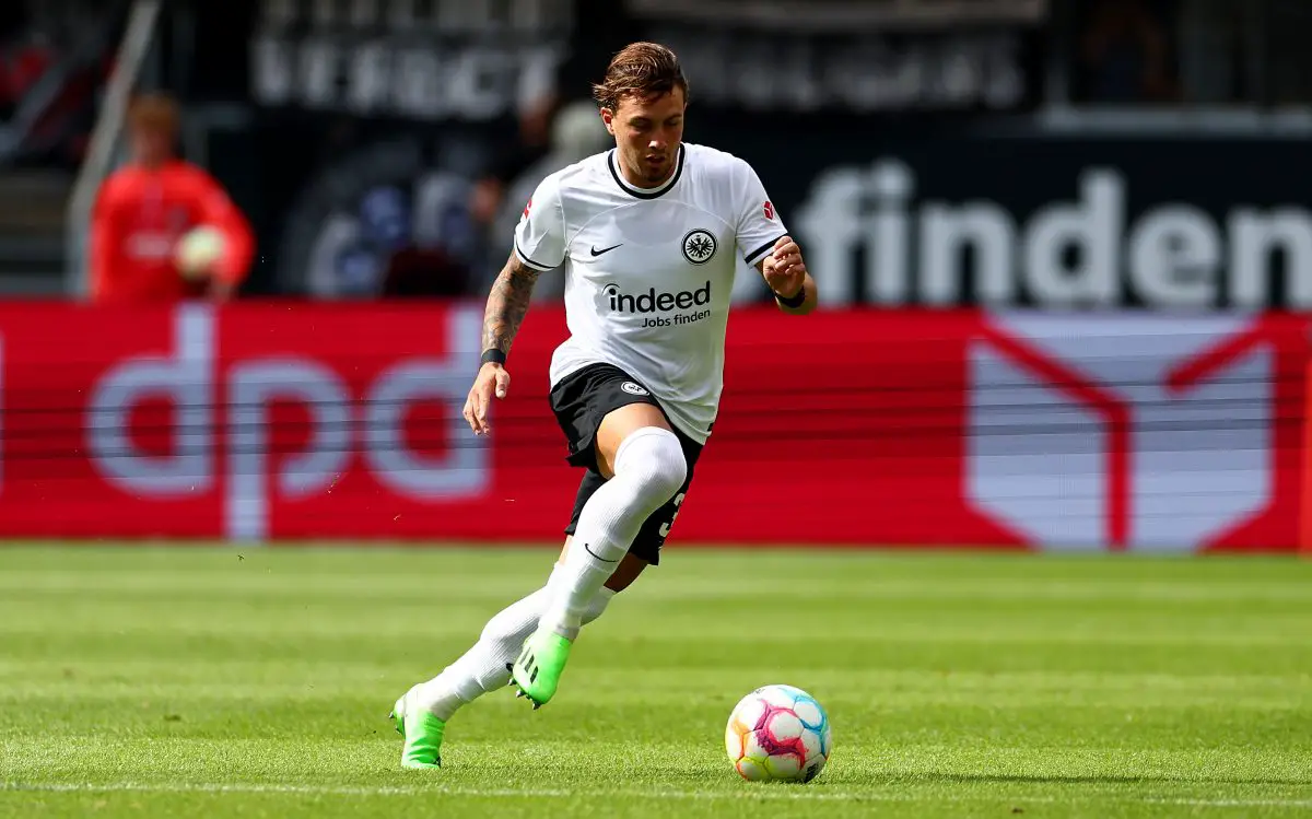 Luca Pellegrini of Frankfurt played against Tottenham Hotspur in the reverse leg. (Photo by Lars Baron/Getty Images)