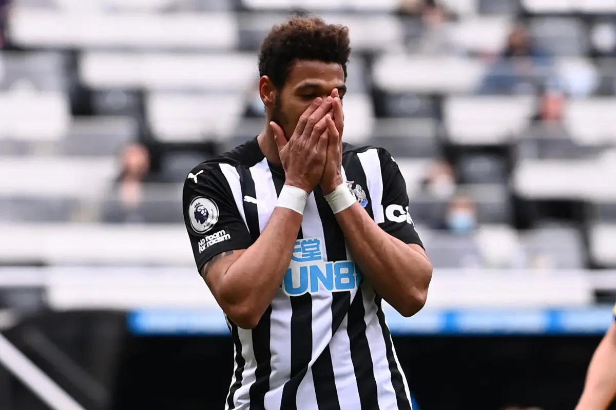 Joelinton in action for Newcastle United in a Premier League game against 