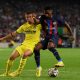Villarreal's Yeremi Pino and Barcelona's Ansu Fati vie for possession. (Photo by JOSEP LAGO/AFP via Getty Images)