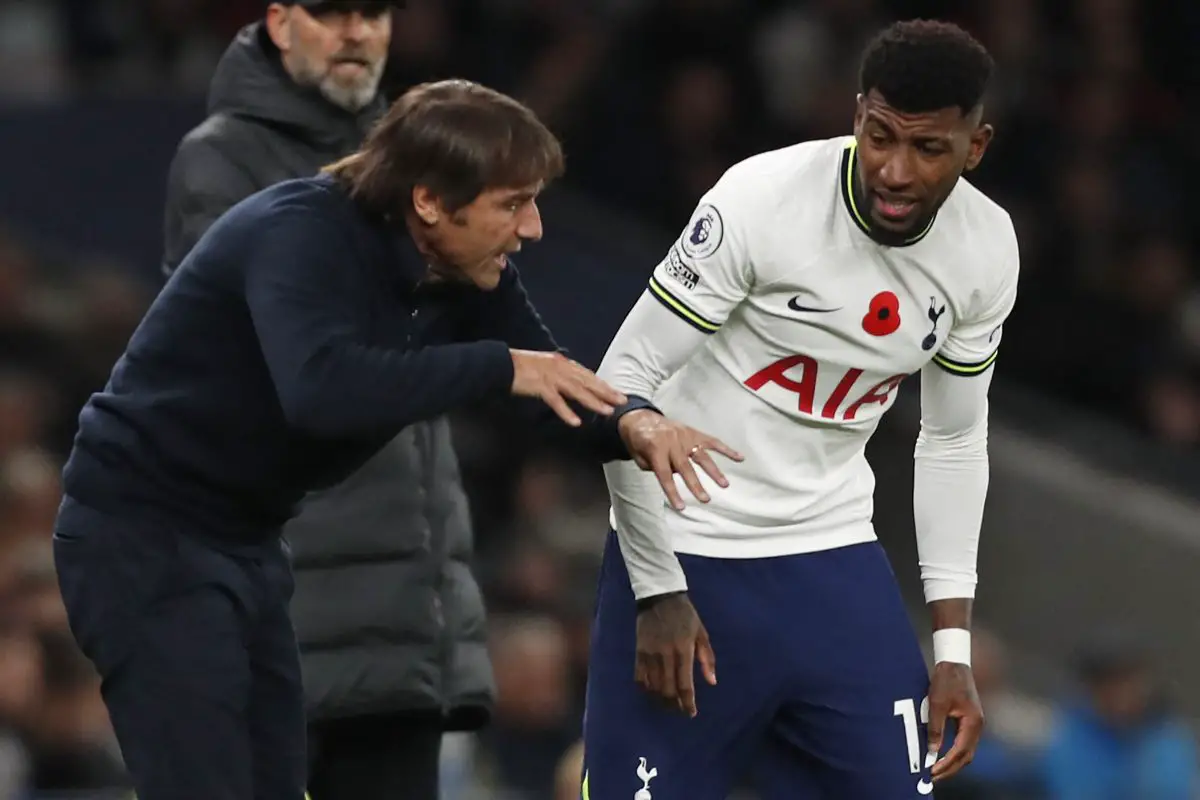 Antonio Conte with Tottenham Hotspur's Emerson Royal against Liverpool. (