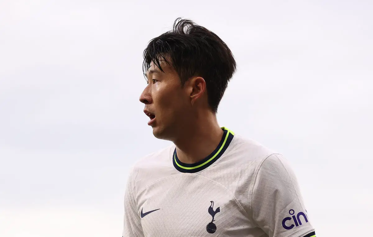 Heung-Min Son of Tottenham Hotspur looks on during the Premier League match between AFC Bournemouth and Tottenham Hotspur at Vitality Stadium on October 29, 2022 in Bournemouth, England