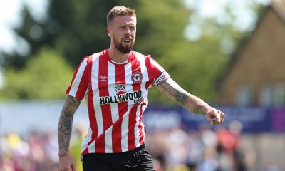 Pontus Jansson of Brentford looks on during the pre season friendly match between Boreham Wood and Brentford at Meadow Park on July 09, 2022 in Borehamwood, England. (Photo by David Rogers/Getty Images)