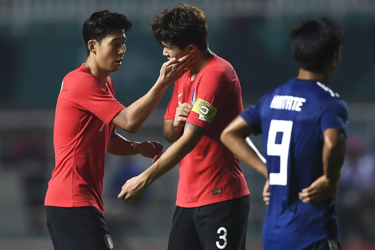 Kim Min-jae with Son Heung-min of South Korea in 2018.