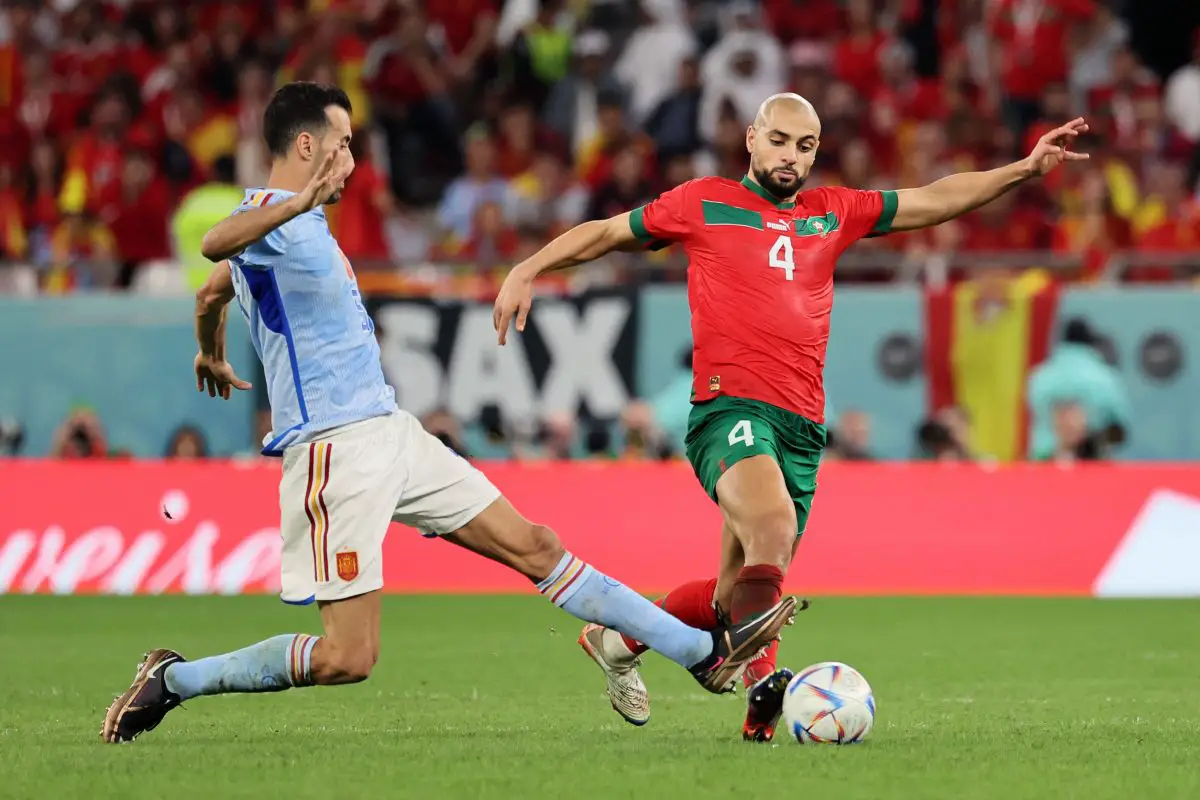 Transfer News: Tottenham Hotspur leading the race to sign Fiorentina midfielder Sofyan Amrabat.  (Photo by KARIM JAAFAR/AFP via Getty Images)