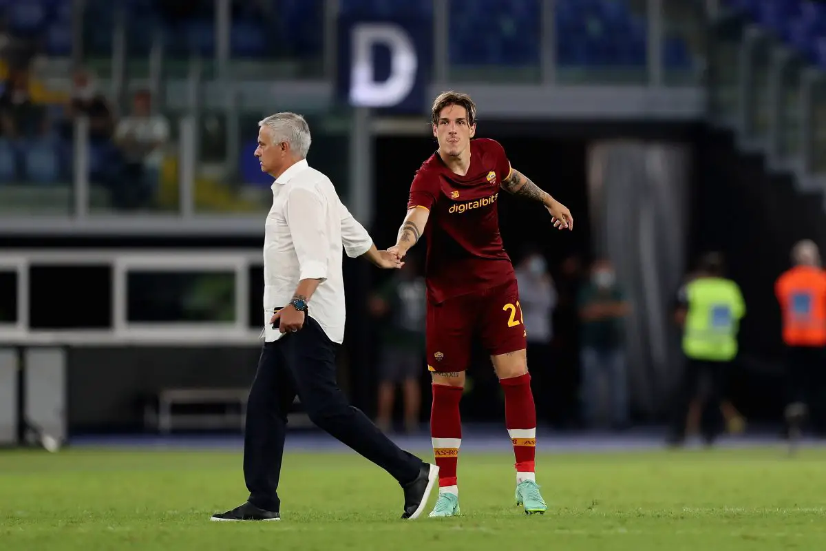 AS Roma head coach Jose' Mourinho and Nicolo' Zaniolo.  