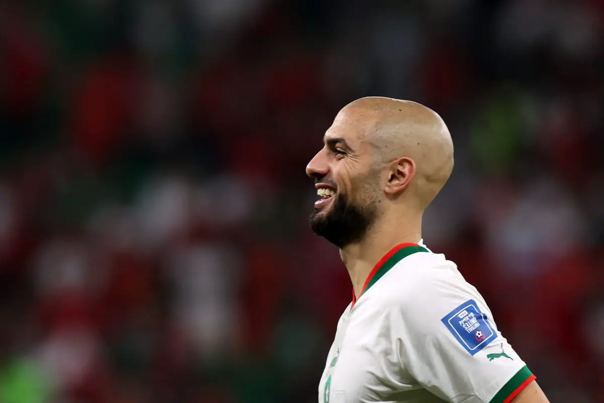 Morocco's Sofyan Amrabat has been linked with a transfer to Tottenham Hotspur. (Photo by FADEL SENNA/AFP via Getty Images)