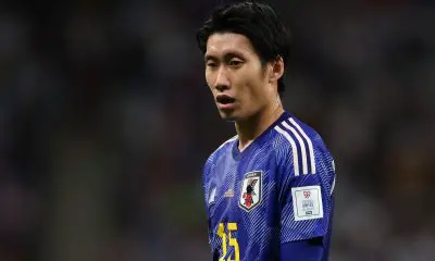 Daichi Kamada of Japan reacts during the FIFA World Cup Qatar 2022 Round of 16 match between Japan and Croatia at Al Janoub Stadium on December 05, 2022 in Al Wakrah, Qatar.