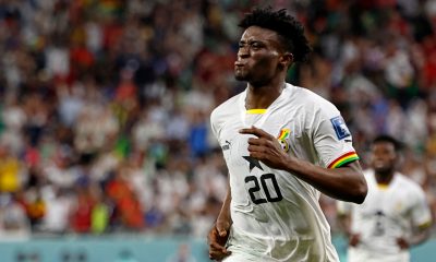 Ghana's Mohammed Kudus celebrates scoring his team's third goal during the Qatar 2022 World Cup Group H football match between South Korea and Ghana at the Education City Stadium in Al-Rayyan, west of Doha, on November 28, 2022
