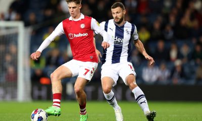 Alex Scott of Bristol City and Erik Pieters of West Bromwich Albion during the Sky Bet Championship between West Bromwich Albion and Bristol City at The Hawthorns on October 18, 2022 in West Bromwich, England. (Photo by Catherine Ivill/Getty Images)