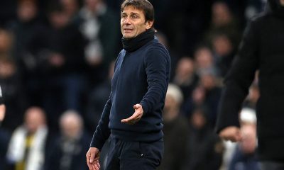 Tottenham Hotspur's Italian head coach Antonio Conte gestures on the touchline during the English Premier League football match between Tottenham Hotspur and Arsenal at Tottenham Hotspur Stadium in London, on January 15, 2023. - - RESTRICTED TO EDITORIAL USE. No use with unauthorized audio, video, data, fixture lists, club/league logos or 'live' services. Online in-match use limited to 120 images. An additional 40 images may be used in extra time. No video emulation. Social media in-match use limited to 120 images. An additional 40 images may be used in extra time. No use in betting publications, games or single club/league/player publications. (Photo by ADRIAN DENNIS / AFP) / RESTRICTED TO EDITORIAL USE. No use with unauthorized audio, video, data, fixture lists, club/league logos or 'live' services. Online in-match use limited to 120 images. An additional 40 images may be used in extra time. No video emulation. Social media in-match use limited to 120 images. An additional 40 images may be used in extra time. No use in betting publications, games or single club/league/player publications. / RESTRICTED TO EDITORIAL USE. No use with unauthorized audio, video, data, fixture lists, club/league logos or 'live' services. Online in-match use limited to 120 images. An additional 40 images may be used in extra time. No video emulation. Social media in-match use limited to 120 images. An additional 40 images may be used in extra time. No use in betting publications, games or single club/league/player publications. (Photo by ADRIAN DENNIS/AFP via Getty Images)