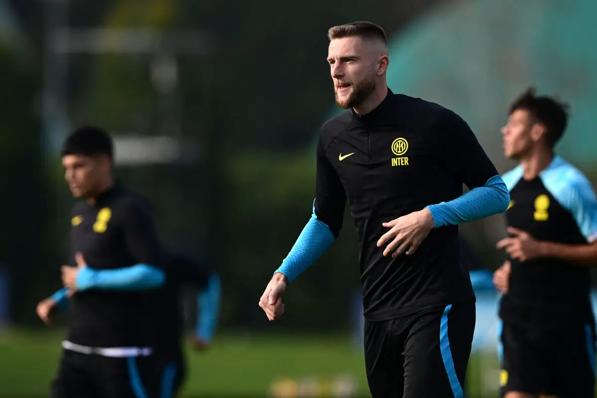 Milan Skriniar in a training session at Inter. (Photo by MIGUEL MEDINA/AFP via Getty Images)