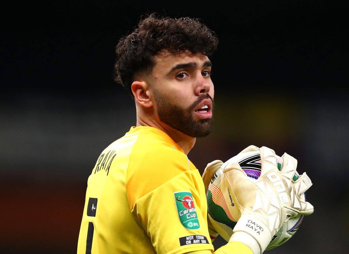 David Raya of Brentford looks on during a Carabao Cup game against Tottenham Hotspur - January 2021. (Photo by Clive Rose/Getty Images)