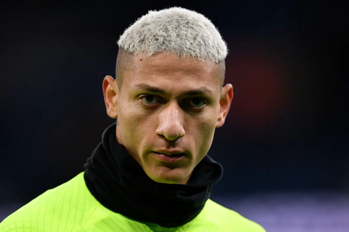 Tottenham Hotspur's Brazilian striker Richarlison warms up ahead of the English Premier League football match between Manchester City and Tottenham Hotspur at the Etihad Stadium in Manchester, north west England, on January 19, 2023. - RESTRICTED TO EDITORIAL USE. No use with unauthorized audio, video, data, fixture lists, club/league logos or 'live' services. Online in-match use limited to 120 images. An additional 40 images may be used in extra time. No video emulation. Social media in-match use limited to 120 images. An additional 40 images may be used in extra time. No use in betting publications, games or single club/league/player publications. (Photo by Oli SCARFF / AFP) / RESTRICTED TO EDITORIAL USE. No use with unauthorized audio, video, data, fixture lists, club/league logos or 'live' services. Online in-match use limited to 120 images. An additional 40 images may be used in extra time. No video emulation. Social media in-match use limited to 120 images. An additional 40 images may be used in extra time. No use in betting publications, games or single club/league/player publications. / RESTRICTED TO EDITORIAL USE. No use with unauthorized audio, video, data, fixture lists, club/league logos or 'live' services. Online in-match use limited to 120 images. An additional 40 images may be used in extra time. No video emulation. Social media in-match use limited to 120 images. An additional 40 images may be used in extra time. No use in betting publications, games or single club/league/player publications. (Photo by OLI SCARFF/AFP via Getty Images)