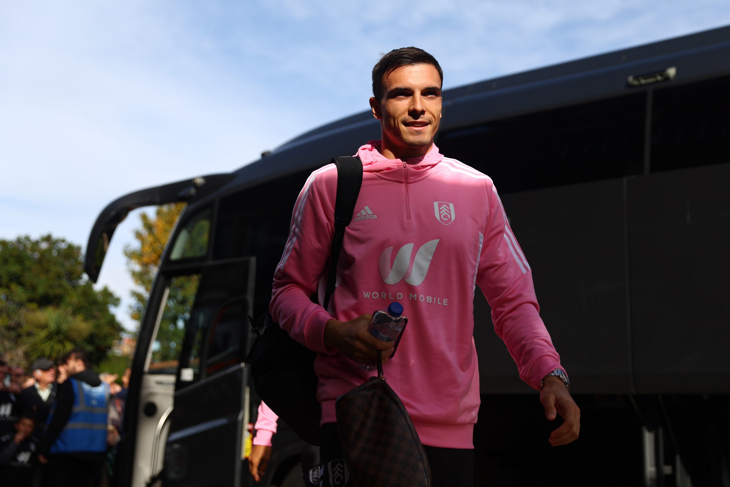 Joao Palhinha of Fulham arrives at the stadium prior to the Premier League match between Fulham FC and AFC Bournemouth at Craven Cottage on October 15, 2022 in London, England. (Photo by Clive Rose/Getty Images)