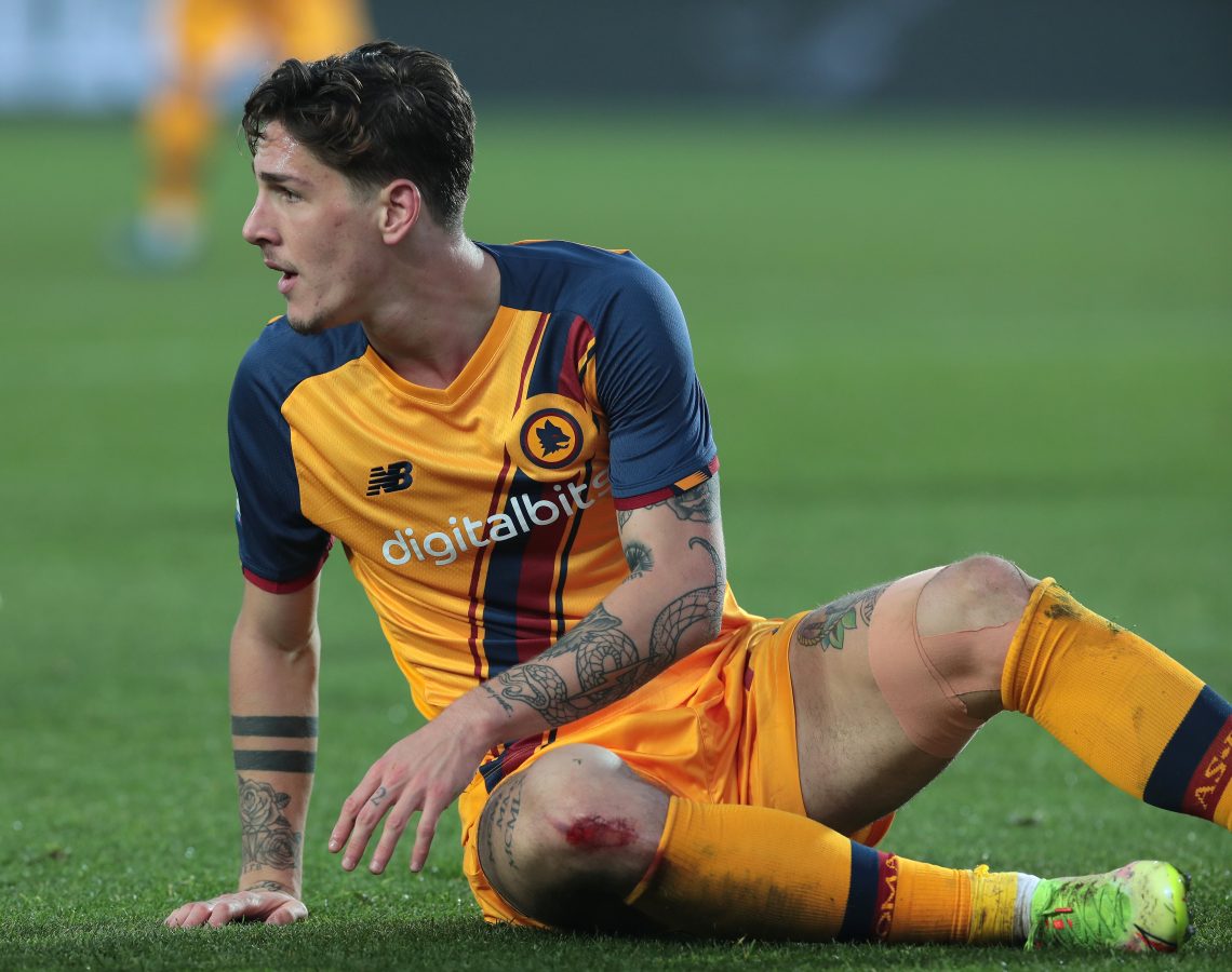 Nicolo Zaniolo of AS Roma looks on after a tackle during the Serie A match against Atalanta in December 2021