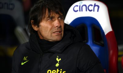 Antonio Conte, Manager of Tottenham Hotspur looks on prior to the Premier League match between Crystal Palace and Tottenham Hotspur at Selhurst Park on January 04, 2023 in London, England. (Photo by Mike Hewitt/Getty Images)
