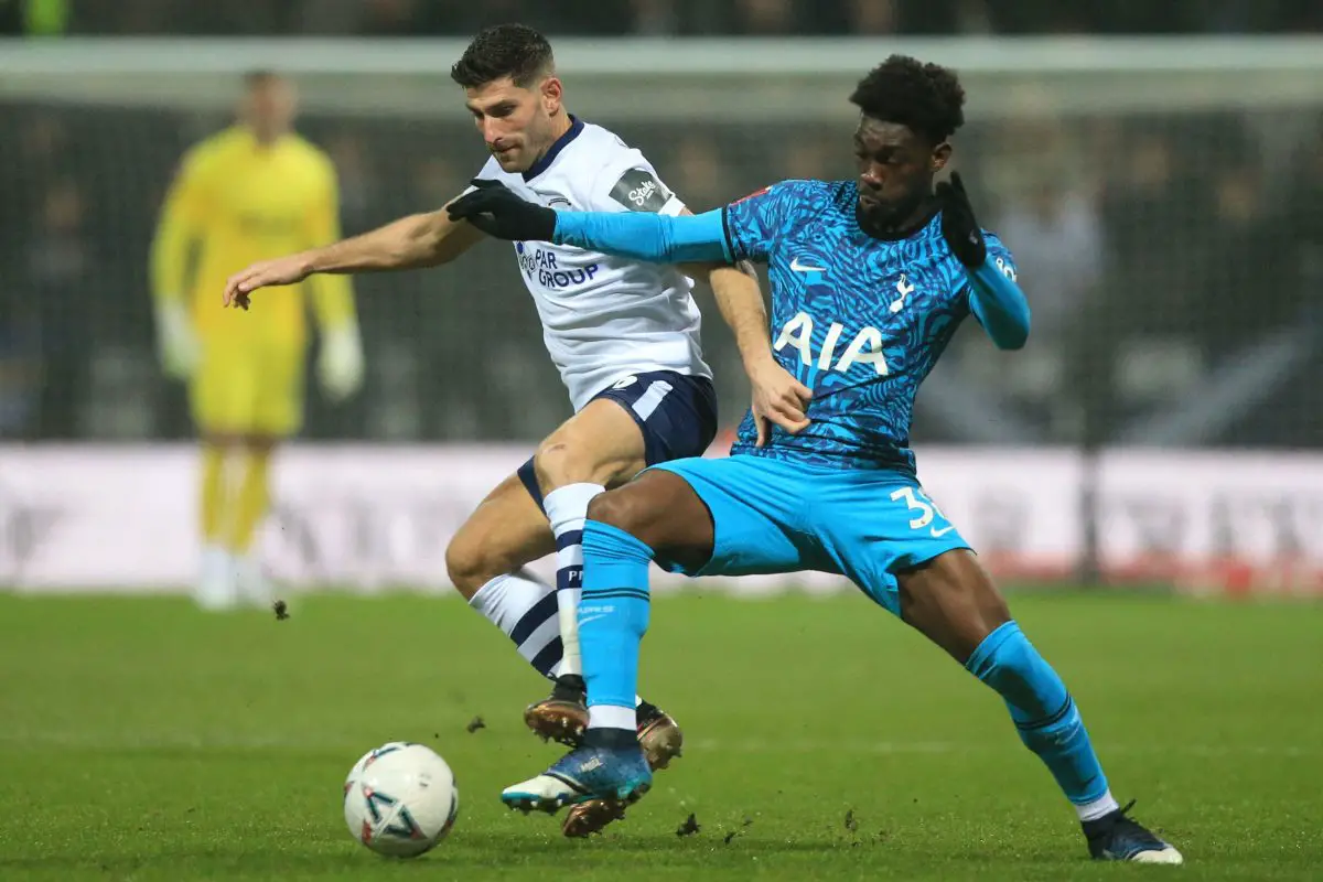 Tottenham star Yves Bissouma slumps to the floor at half-time against Lion City Sailors.