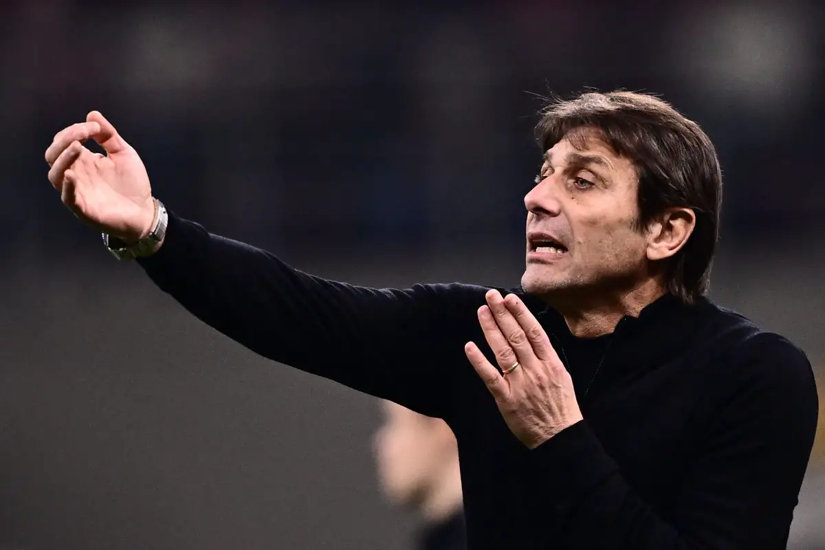 Tottenham Hotspur's Italian head coach Antonio Conte should be back for the game against Milan. (Photo by Marco BERTORELLO / AFP) (Photo by MARCO BERTORELLO/AFP via Getty Images)