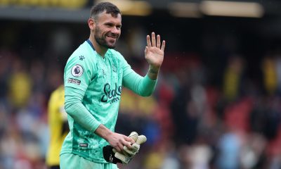 Ben Foster of Watford FC interacts with the crowd following the Premier League match between Watford and Leicester City at Vicarage Road on May 15, 2022 in Watford, England. (Photo by Luke Walker/Getty Images)
