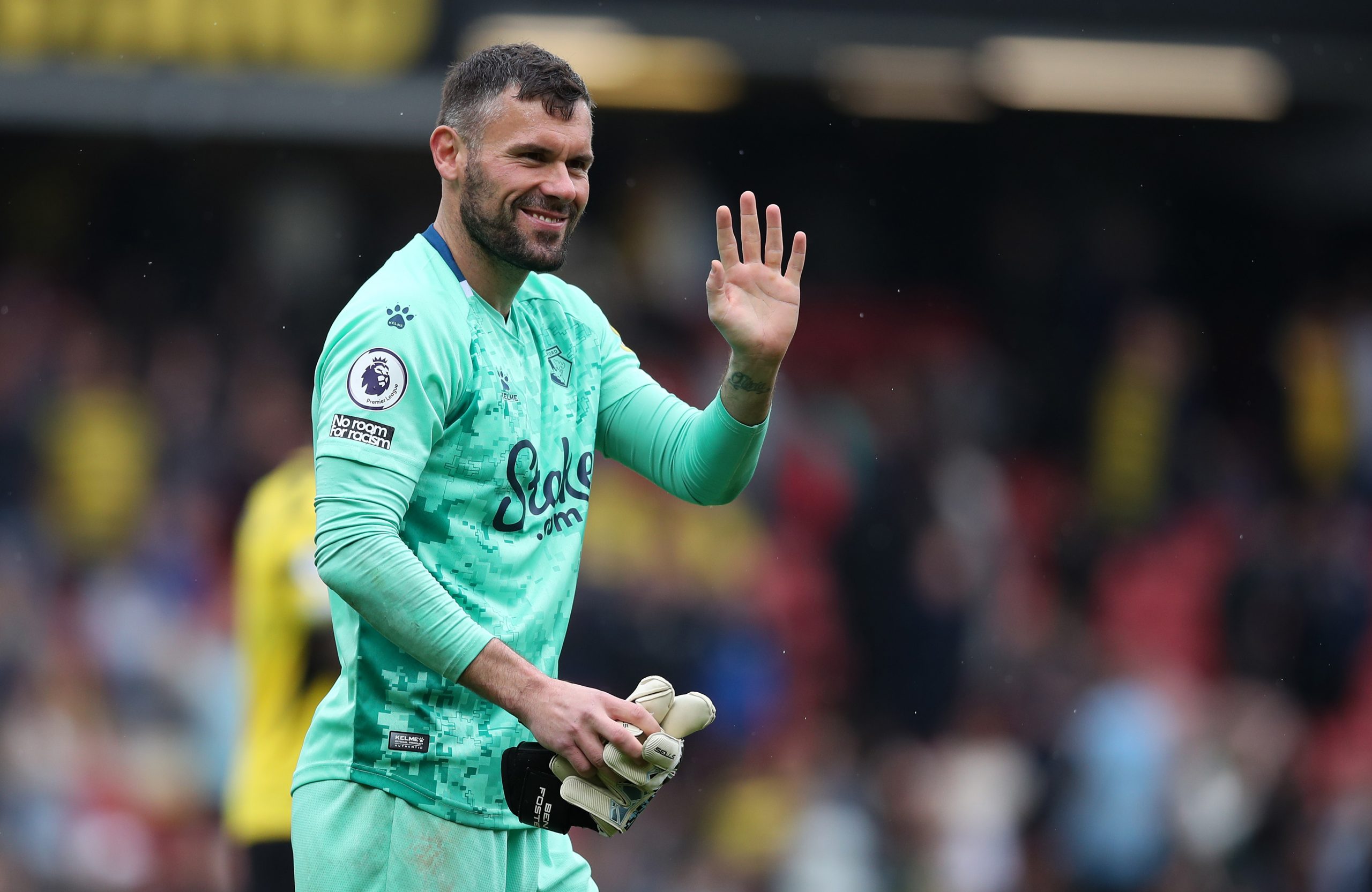 Ben Foster of Watford FC interacts with the crowd following the Premier League match between Watford and Leicester City at Vicarage Road on May 15, 2022 in Watford, England. (Photo by Luke Walker/Getty Images)