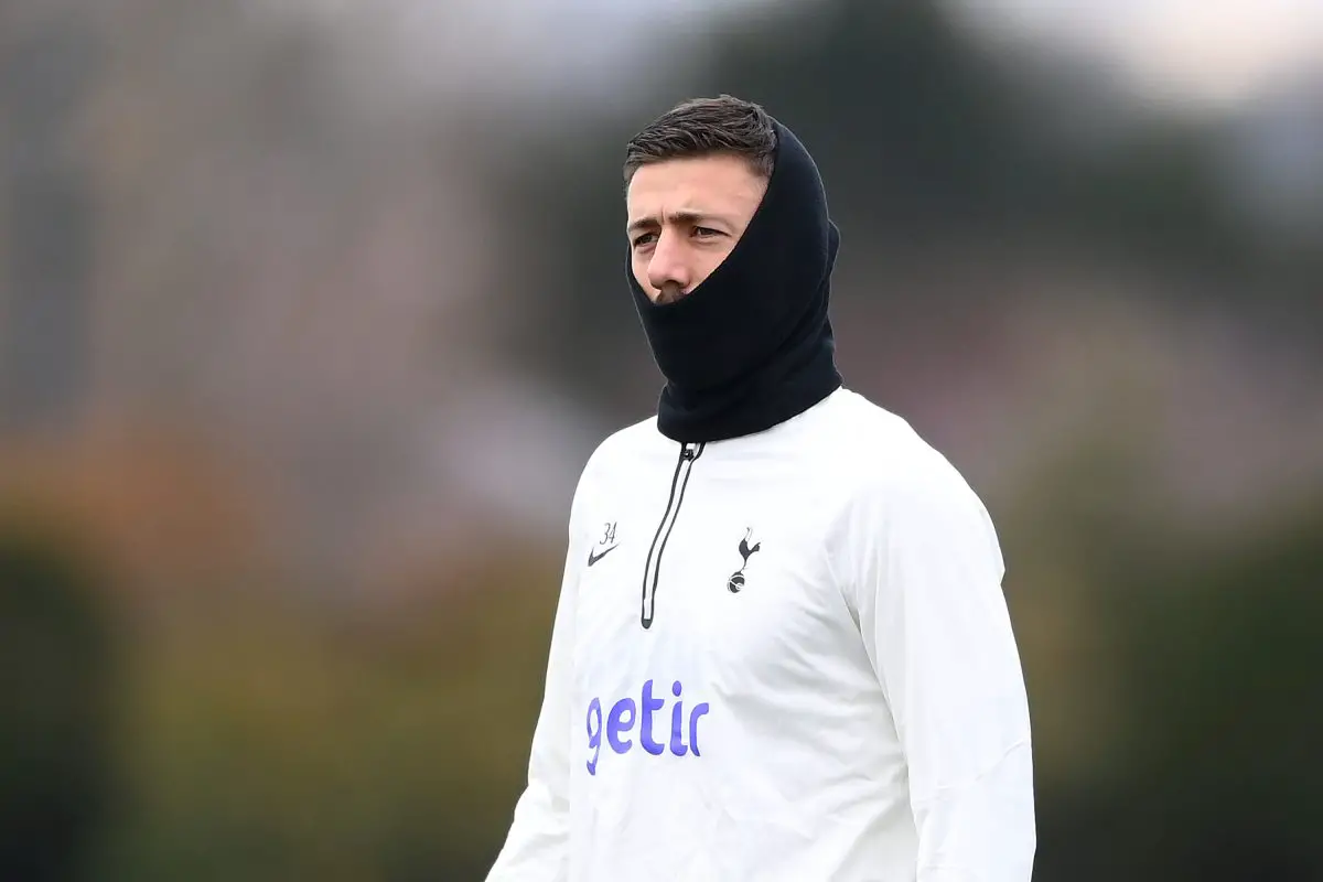 Clement Lenglet of Tottenham Hotspur looks on during a training session.