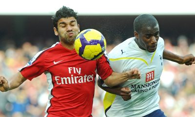 Arsenal's Brazilian-Croatian forward Eduardo vies with Tottenham's Sebastien Bassong - October 2009.