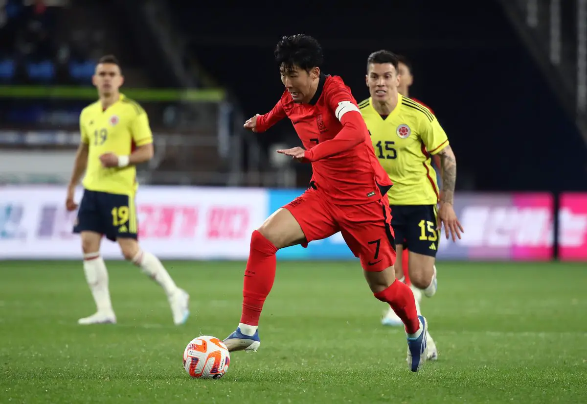 Son Heung-min of South Korea in action against Colombia. 