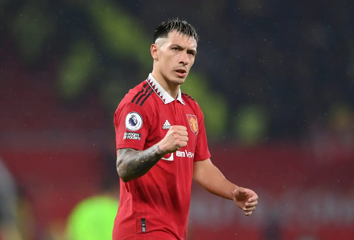 Manchester United player Lisandro Martinez might return against Tottenham Hotspur. (Photo by Stu Forster/Getty Images)