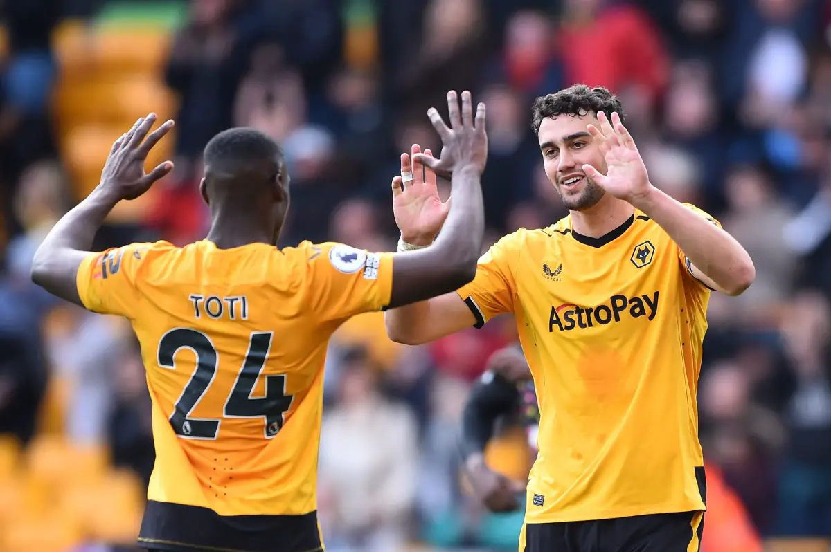 Toti Gomes and Maximilian Kilman of Wolverhampton Wanderers celebrate. 