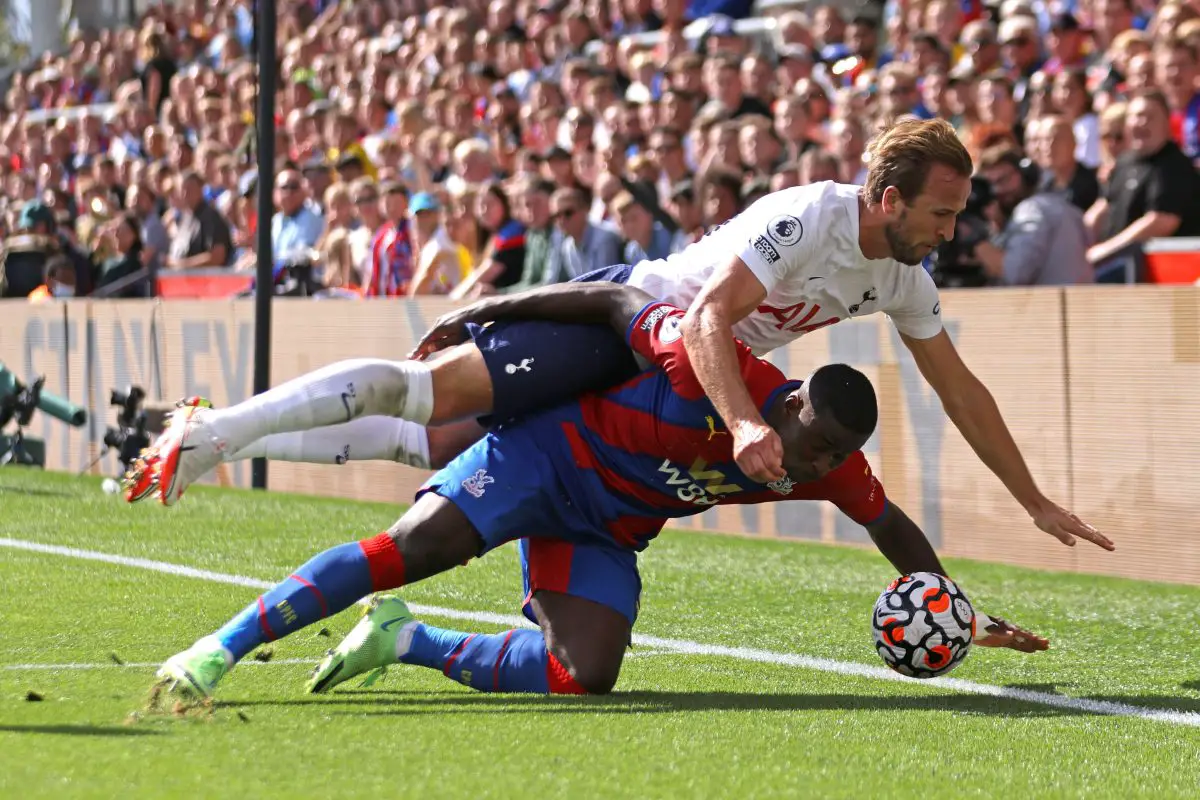 Marc Guehi of Crystal Palace is challenged by Harry Kane of Tottenham Hotspur - September 2021. (Photo by Paul Harding/Getty Images)