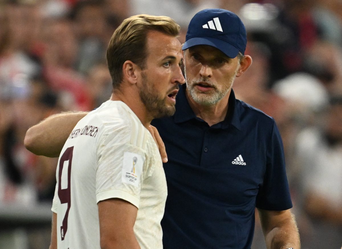 Bayern Munich's English forward Harry Kane with Thomas Tuchel.