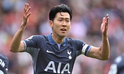 Tottenham Hotspur's South Korean striker Son Heung-Min celebrates a goal.