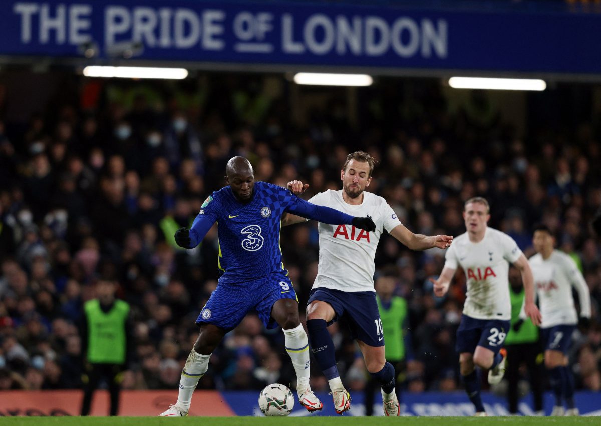 Chelsea's Belgian striker Romelu Lukaku and Tottenham Hotspur's English striker Harry Kane.