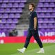 Marcos Alonso of FC Barcelona inspects the pitch.
