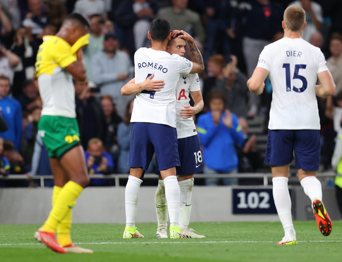 Tottenham stars Cristian Romero and Micky van de Ven impressed under Ange Postecoglou. (Photo by Catherine Ivill/Getty Images).