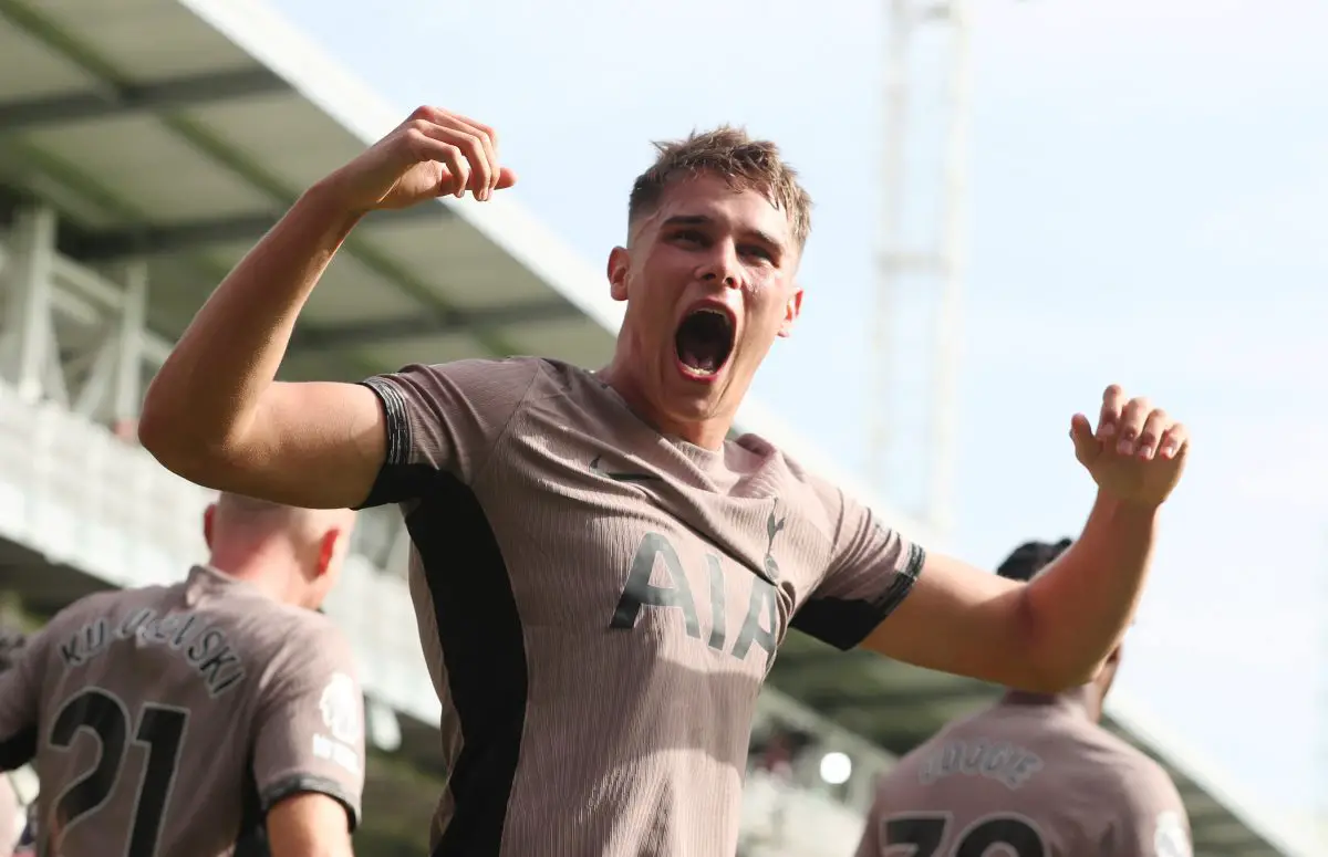 Tottenham Hotspur defender Micky van de Ven sends a positive message after the Manchester United game. (Photo by Henry Browne/Getty Images)