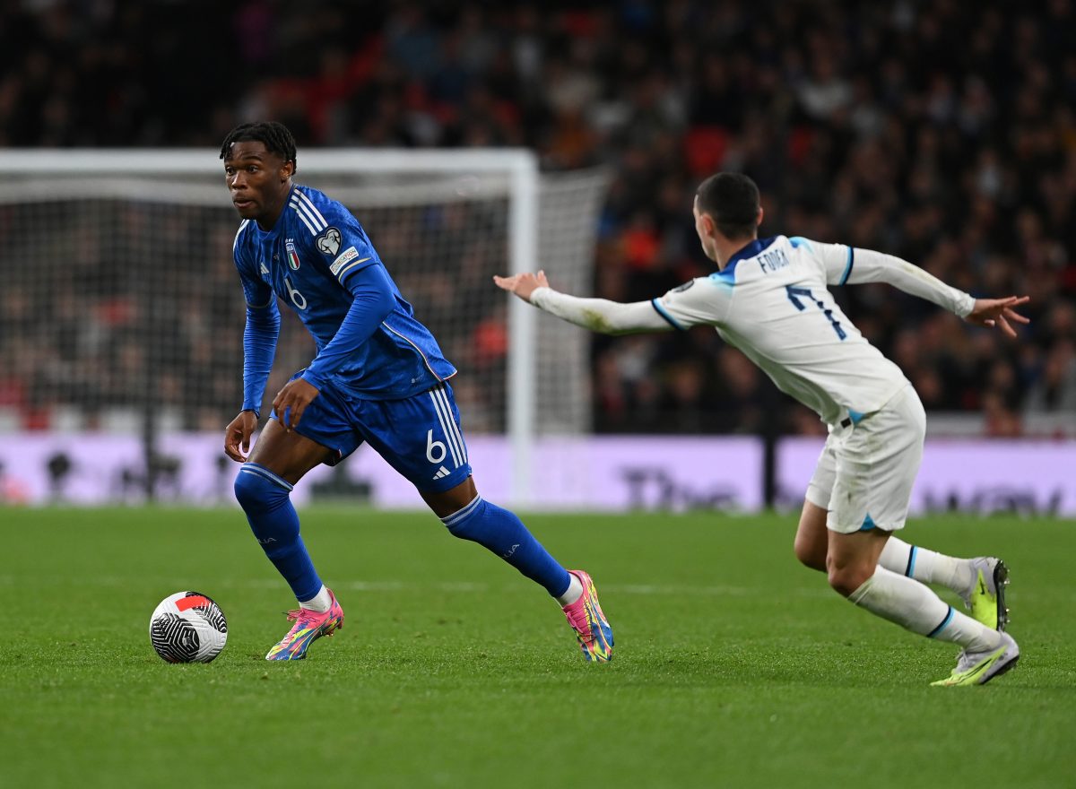 Destiny Udogie of Italy in action during the UEFA EURO 2024 European qualifier match against England.